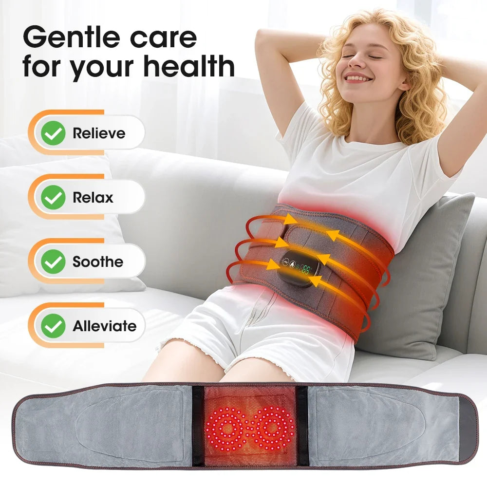 Back Massager Belt Heat & Vibration Red Light Cordless Rechargeable