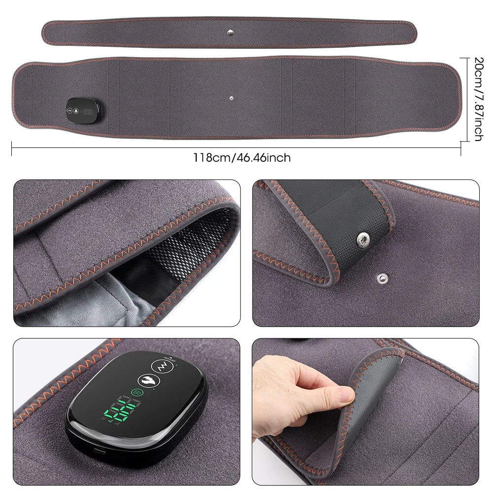 Back Massager Belt Heat & Vibration Red Light Cordless Rechargeable
