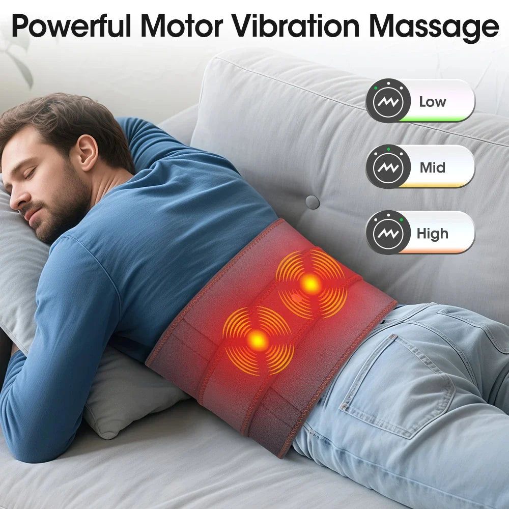 Back Massager Belt Heat & Vibration Red Light Cordless Rechargeable