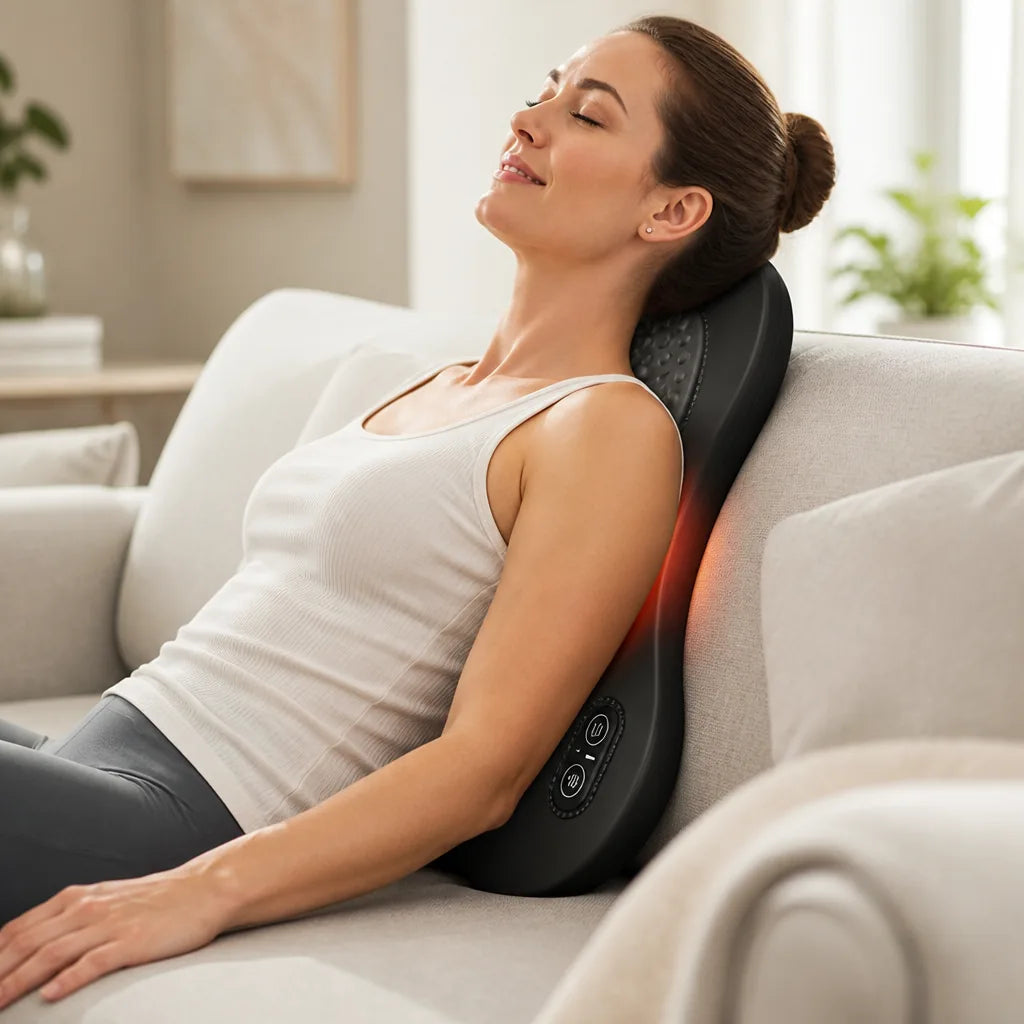 Back Massager Heat, Vibration & Traction Memory Foam Cover