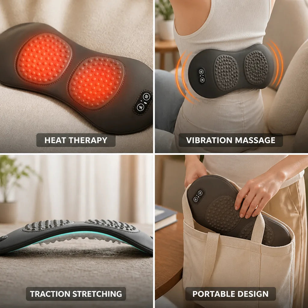 Back Massager Heat, Vibration & Traction Memory Foam Cover