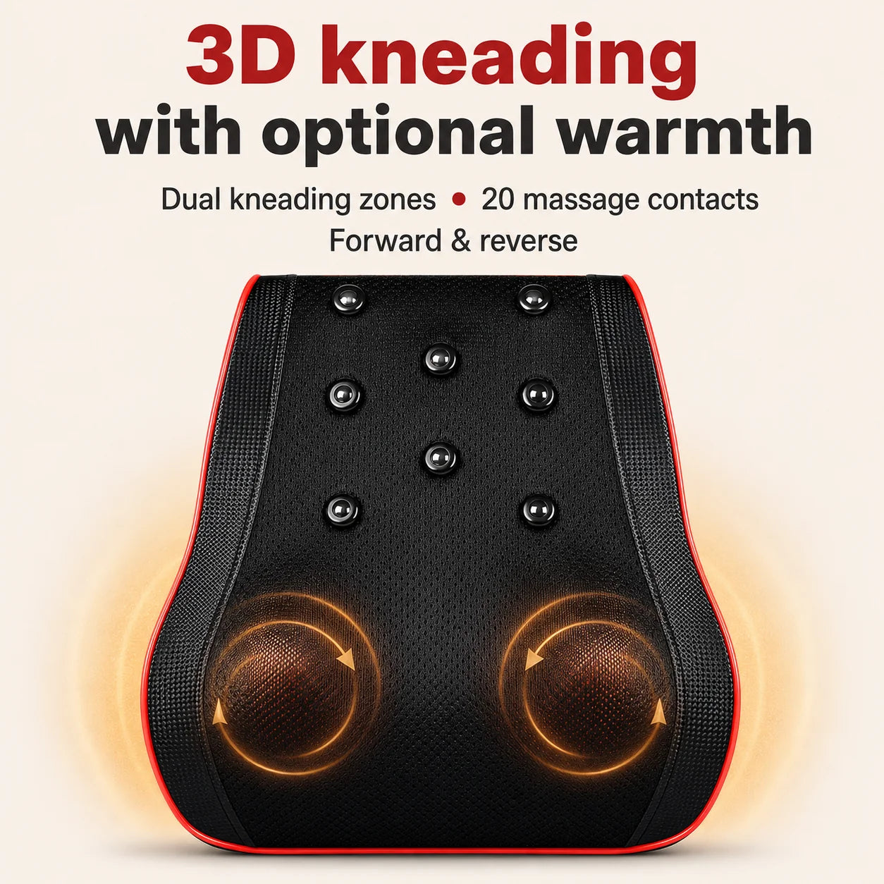 Back Massager Pillow Shiatsu 3D Kneading Heat & Vibration