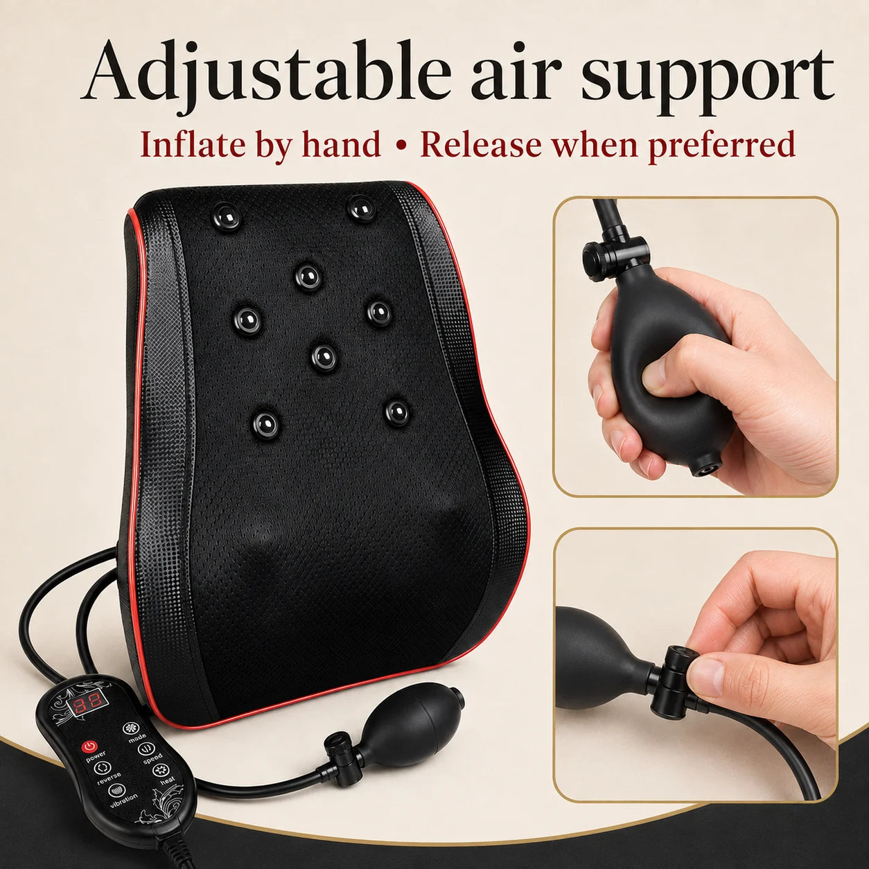 Back Massager Pillow Shiatsu 3D Kneading Heat & Vibration