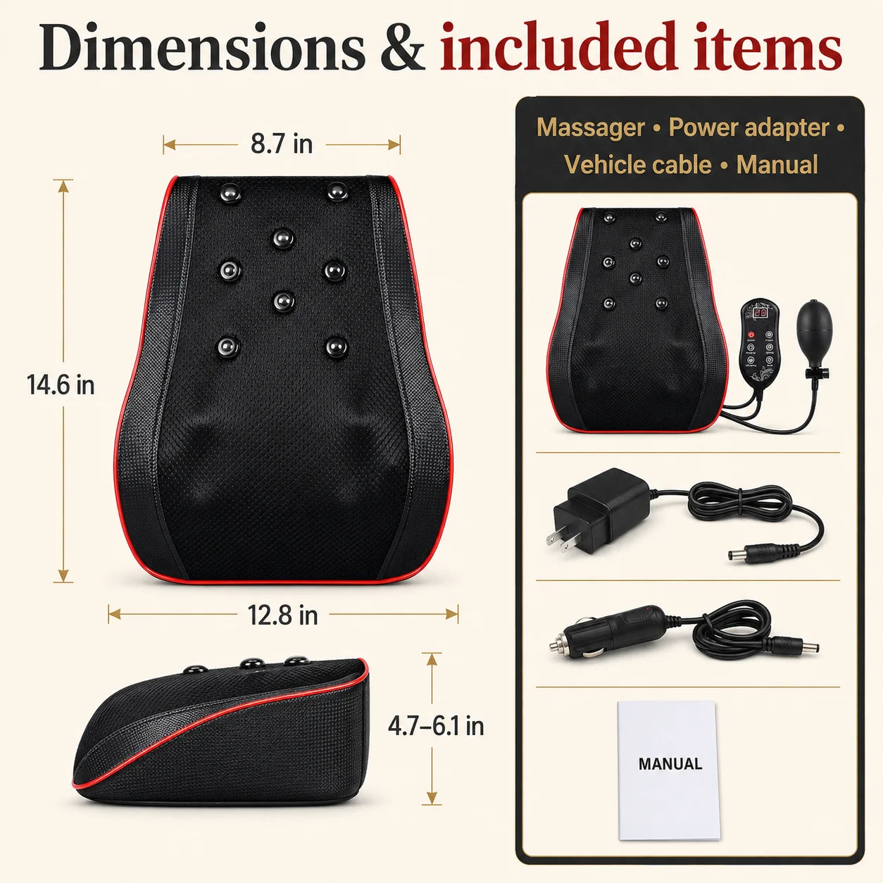 Back Massager Pillow Shiatsu 3D Kneading Heat & Vibration