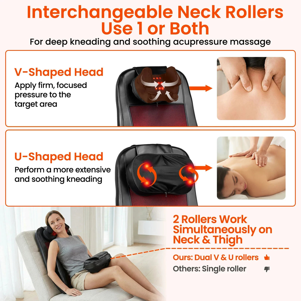 Back Massager Seat Cushion Vibration & Heat Remote Control