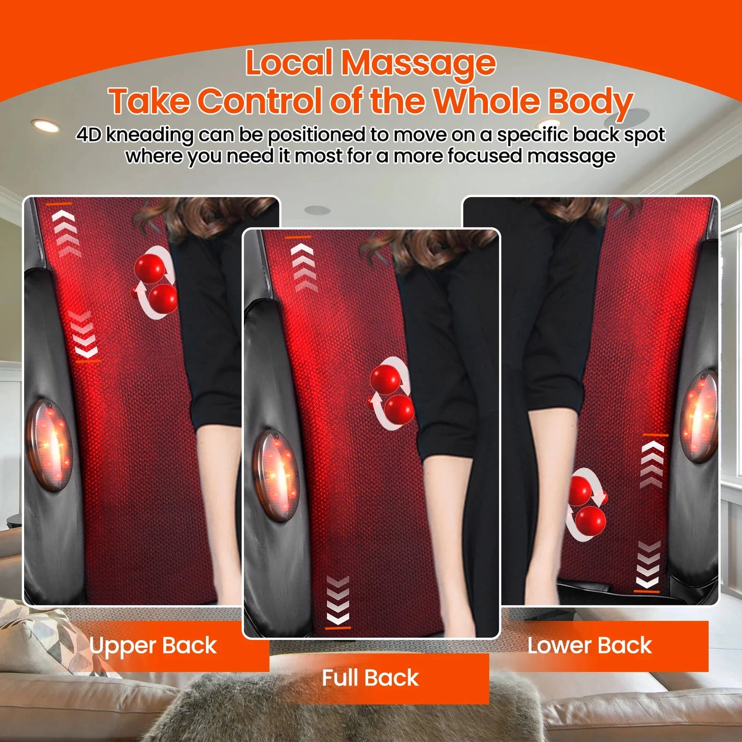 Back Massager Seat Cushion Vibration & Heat Remote Control