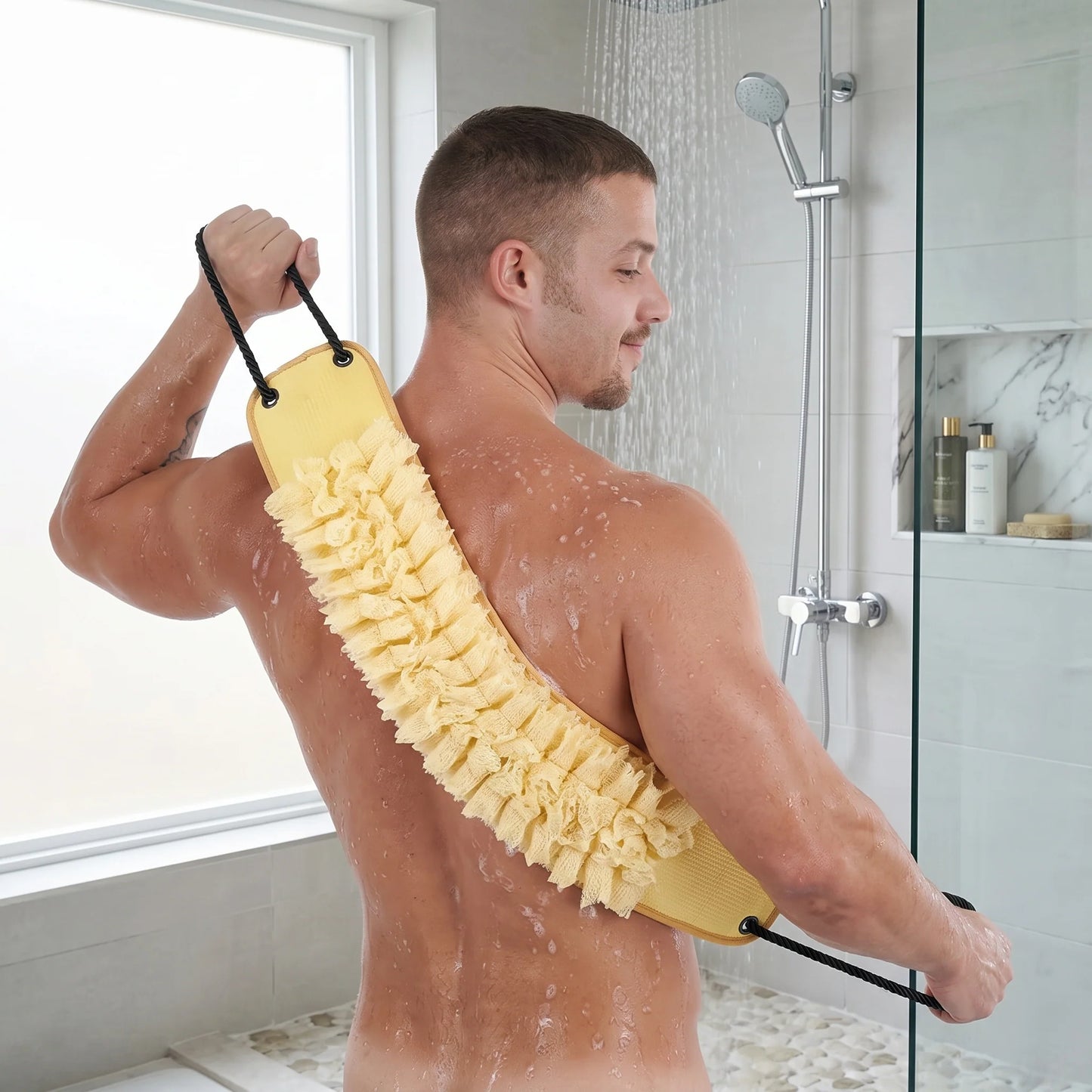 Back Scrubber Extra-Long Dual-Sided Silicone & Exfoliating Sponge