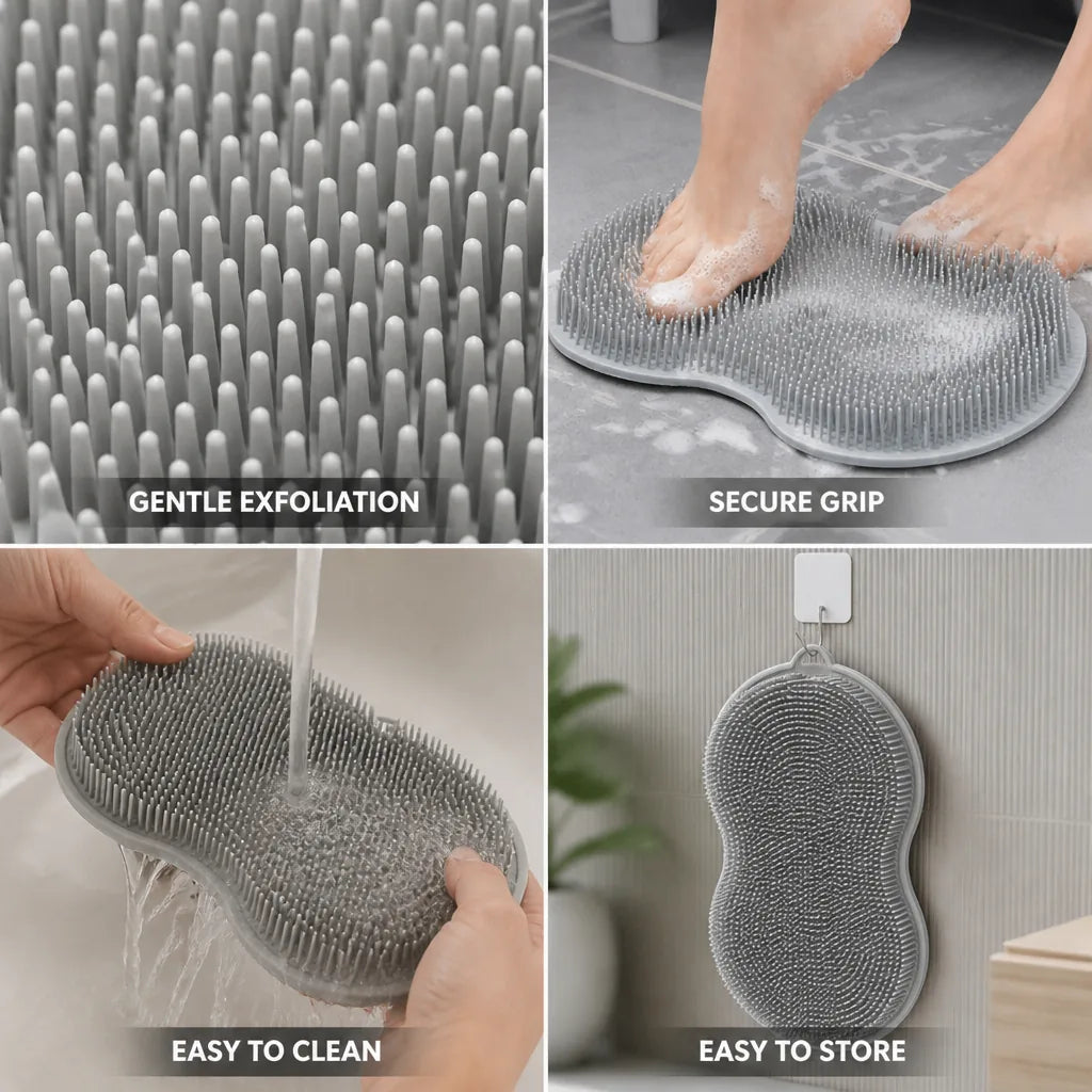 Back Scrubber Silicone Exfoliating Bristles & Suction Base