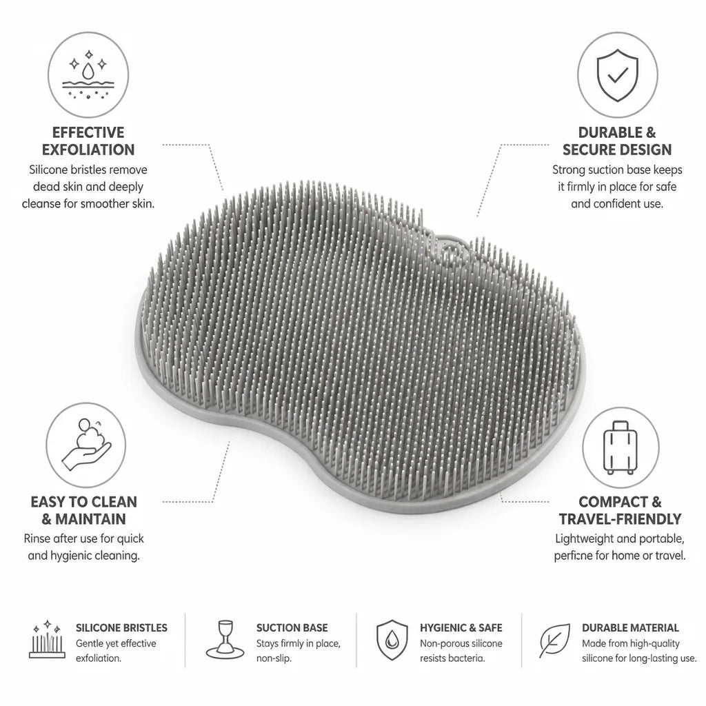 Back Scrubber Silicone Exfoliating Bristles & Suction Base