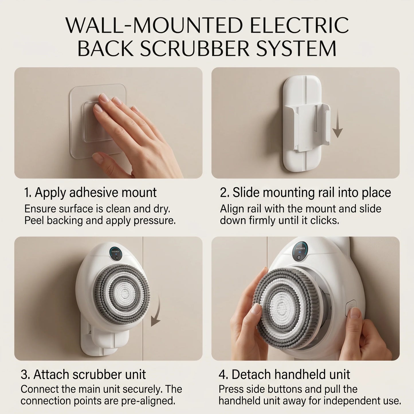 Back Scrubber Wall-Mounted Electric & Hands-Free