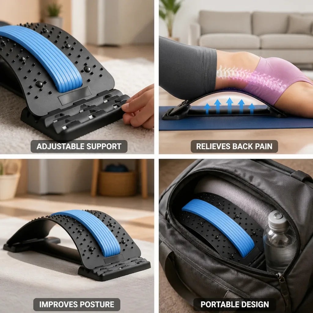 Back Stretcher Adjustable Lumbar Traction & Memory Foam
