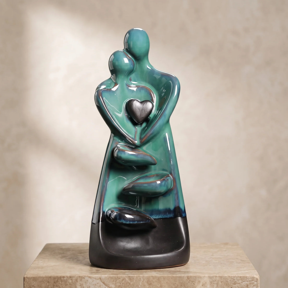 Backflow Incense Burner Ceramic Couple Figurine Cascading Smoke