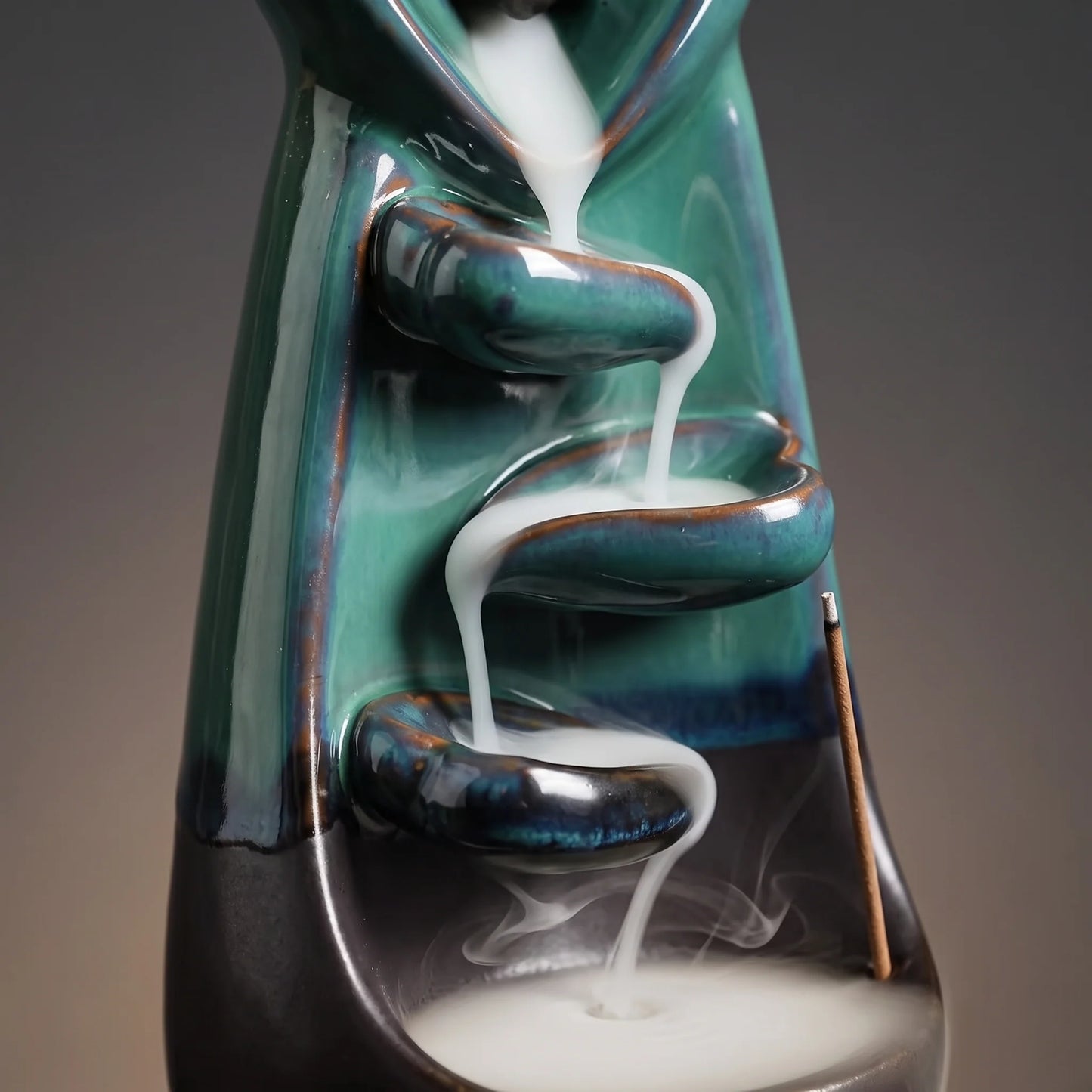 Backflow Incense Burner Ceramic Couple Figurine Cascading Smoke