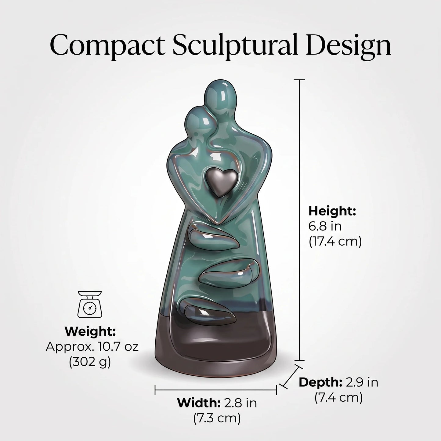 Backflow Incense Burner Ceramic Couple Figurine Cascading Smoke