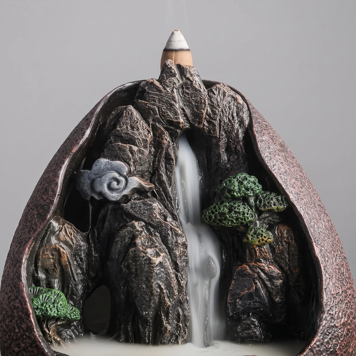 Backflow Incense Burner Mountain Landscape Resin