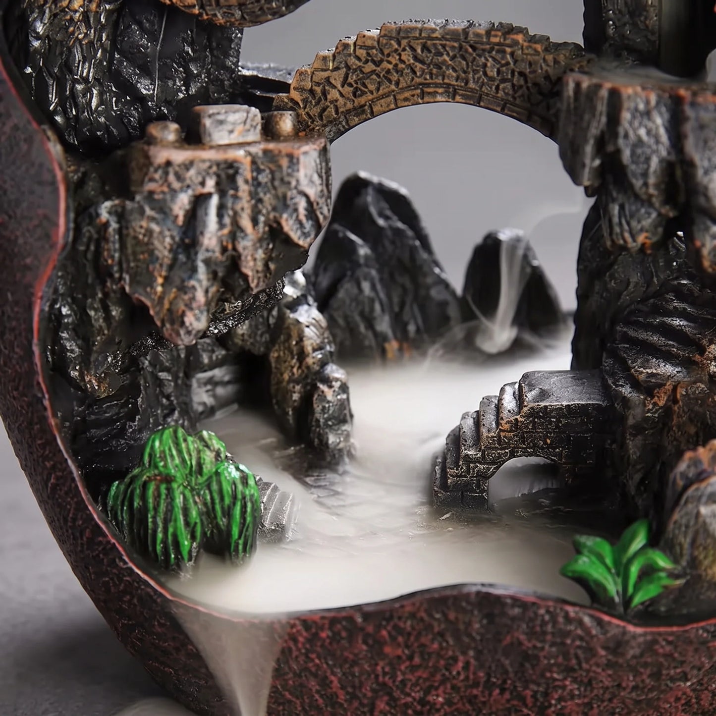 Backflow Incense Burner Mountain Landscape Resin