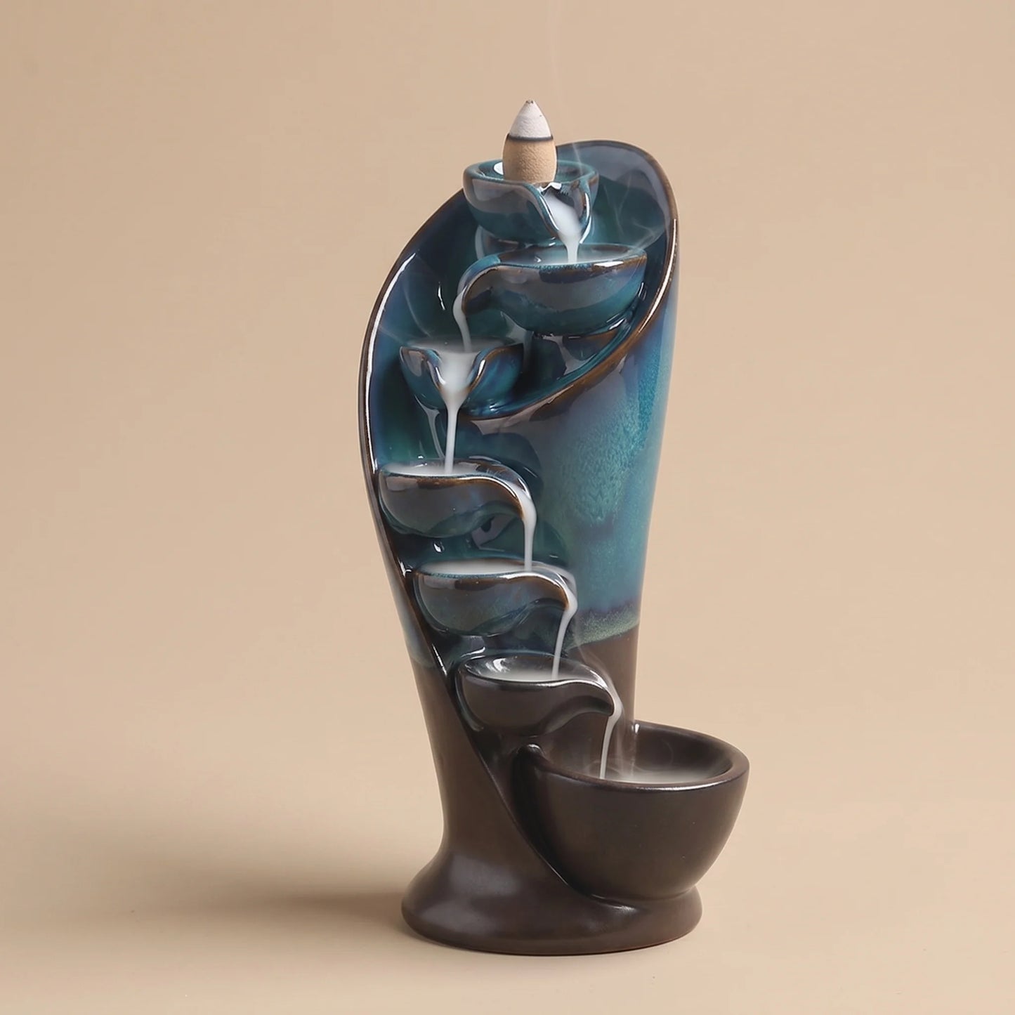 Backflow Incense Burner Waterfall Smoke Decorative Tabletop No Mess