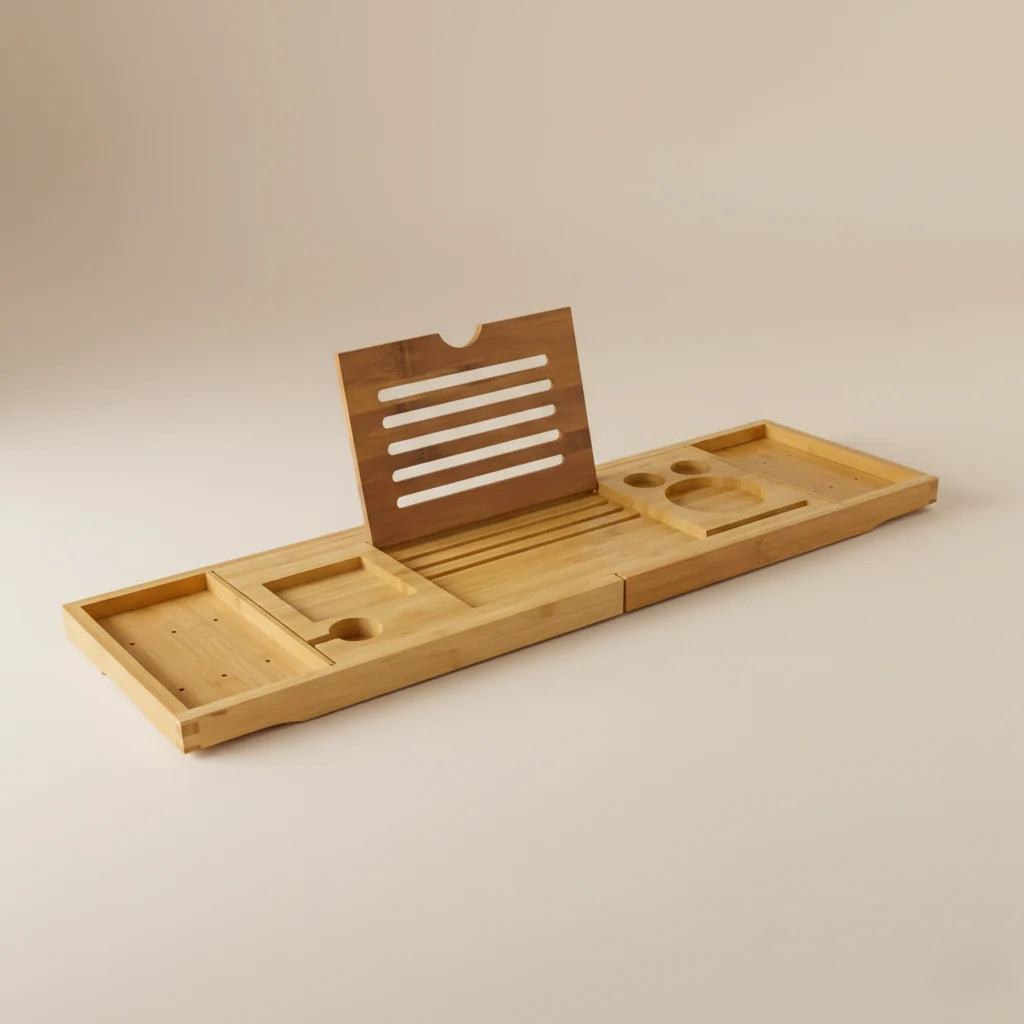 Bath Caddy Tray Bamboo Organizer Easy Clean