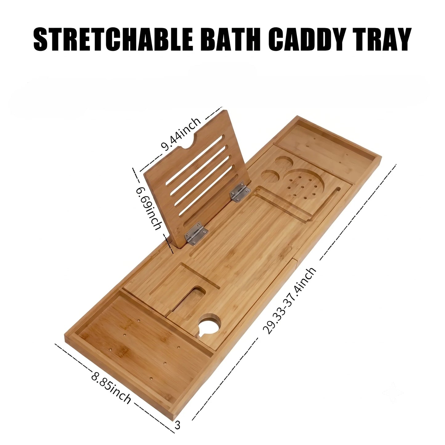 Bath Caddy Tray Bamboo Organizer Easy Clean