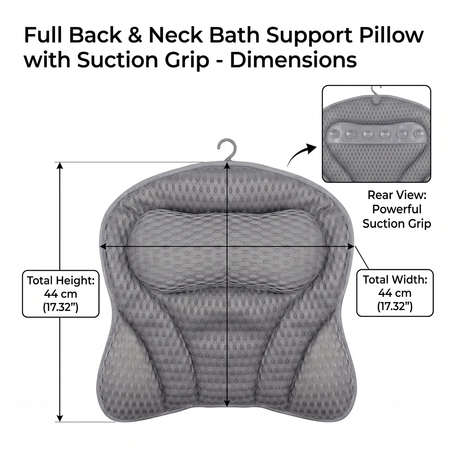 Bath Pillow Suction Grip Full Back & Neck Support