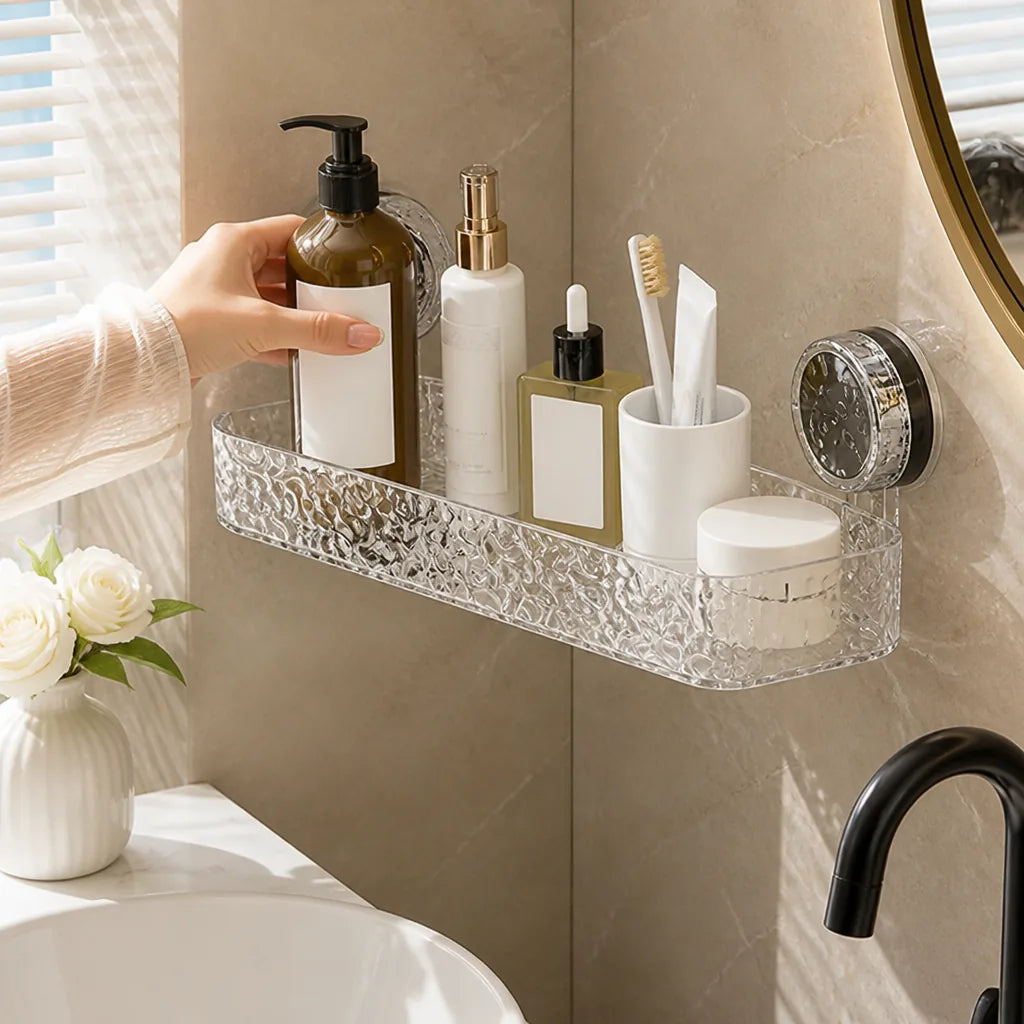 Bathroom Corner Organizer No-Drill Suction Mount Repositionable