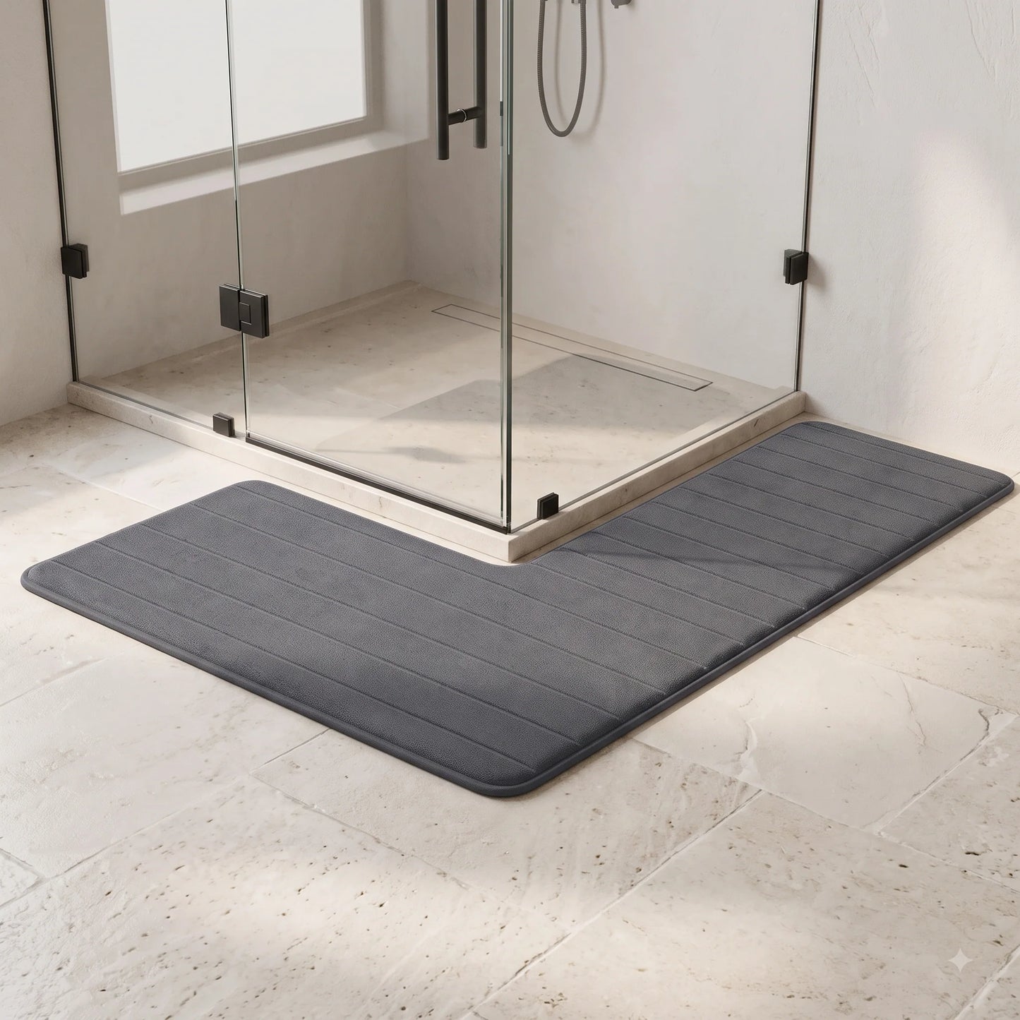 Bathroom Floor Mat L-Shaped Absorbent & Non-Slip