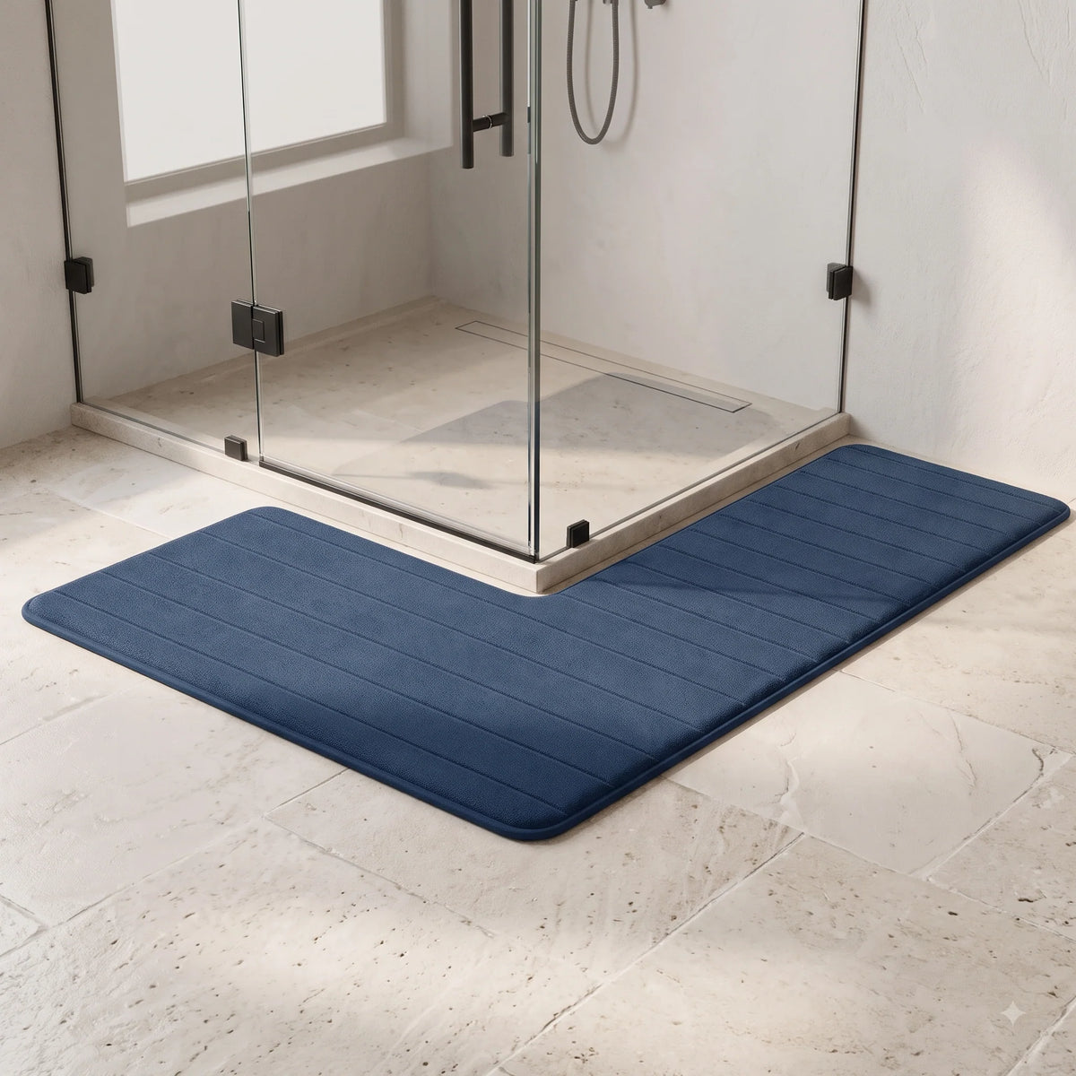 Bathroom Floor Mat L-Shaped Absorbent & Non-Slip