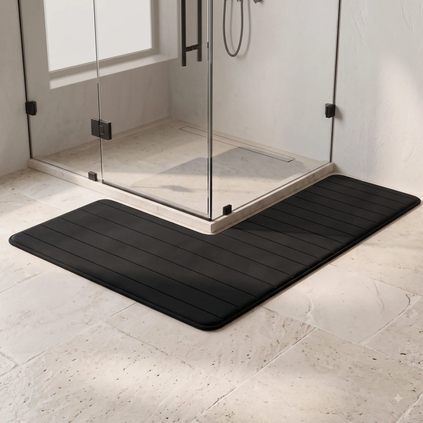 Bathroom Floor Mat L-Shaped Absorbent & Non-Slip