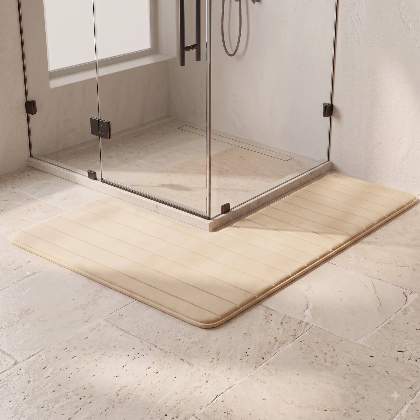 Bathroom Floor Mat L-Shaped Absorbent & Non-Slip