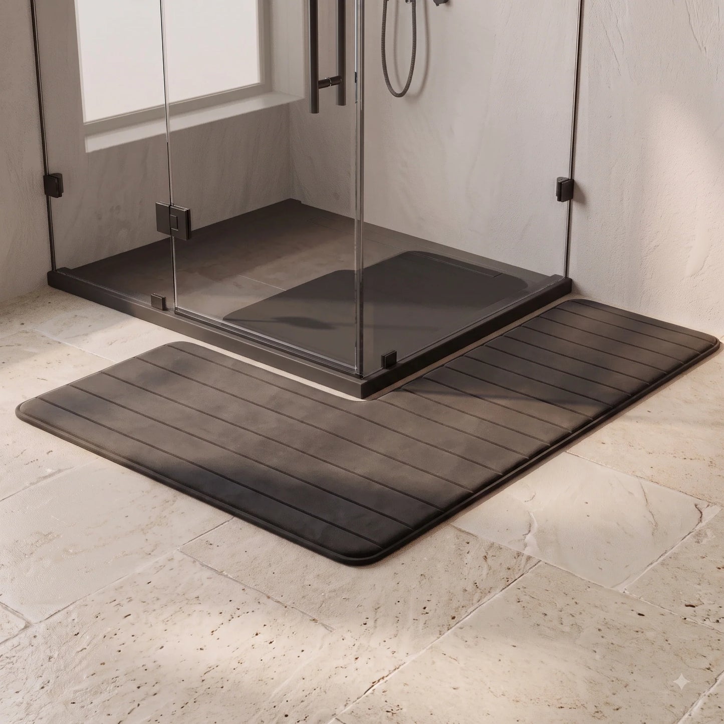 Bathroom Floor Mat L-Shaped Absorbent & Non-Slip