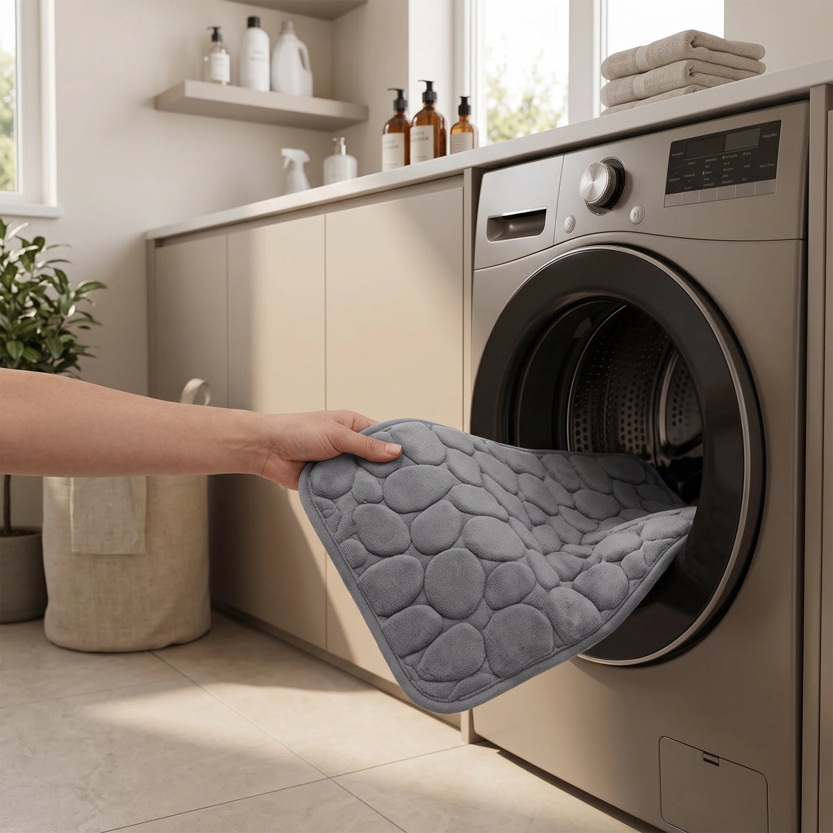 Bathroom Runner Mat Cushioned Pebble-Texture Absorbent & Non-Slip