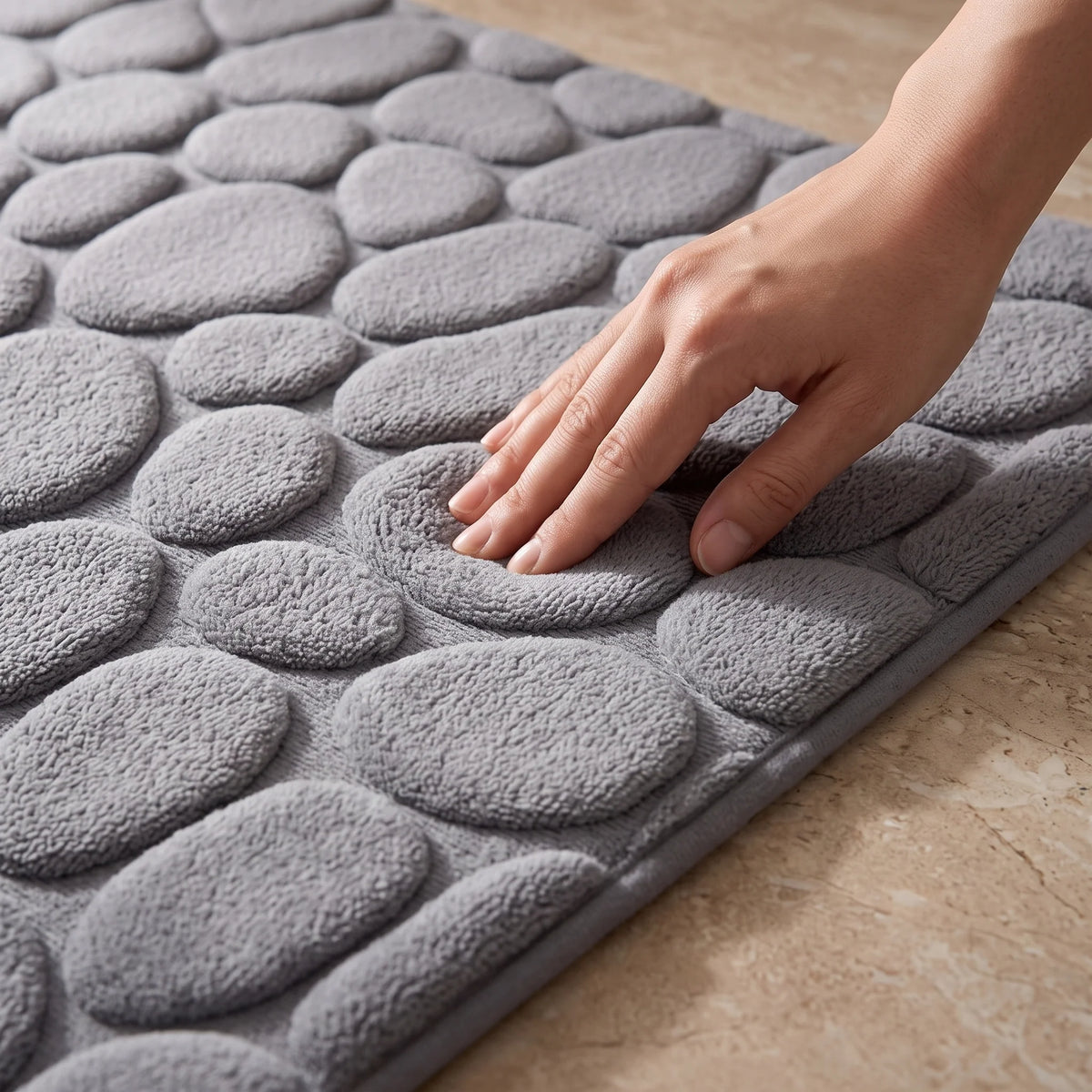 Bathroom Runner Mat Cushioned Pebble-Texture Absorbent & Non-Slip