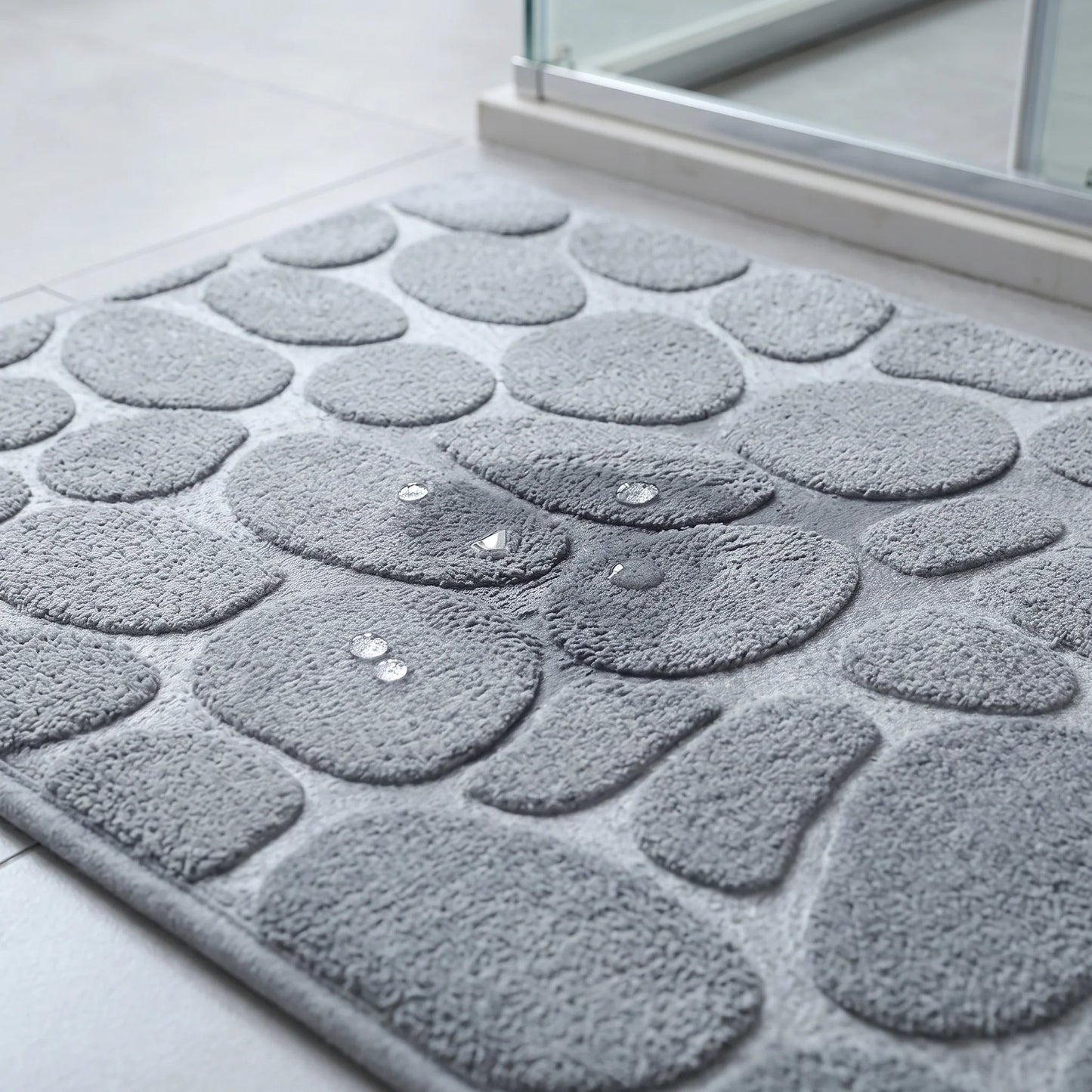 Bathroom Runner Mat Cushioned Pebble-Texture Absorbent & Non-Slip