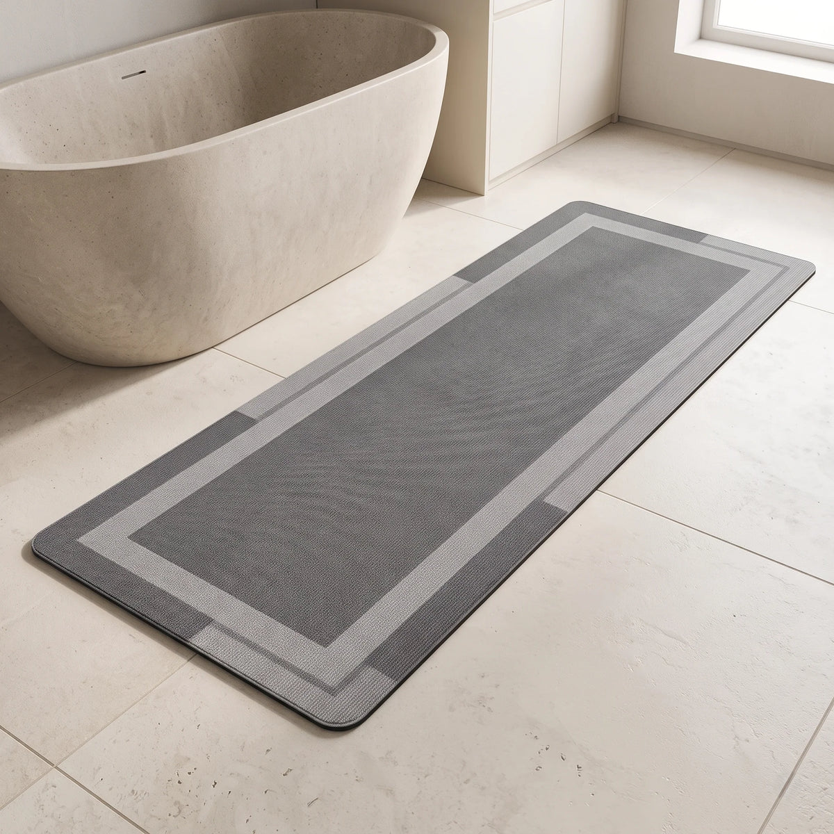 Bathroom Runner Mat Low-Profile Non-Slip Rubber Backing