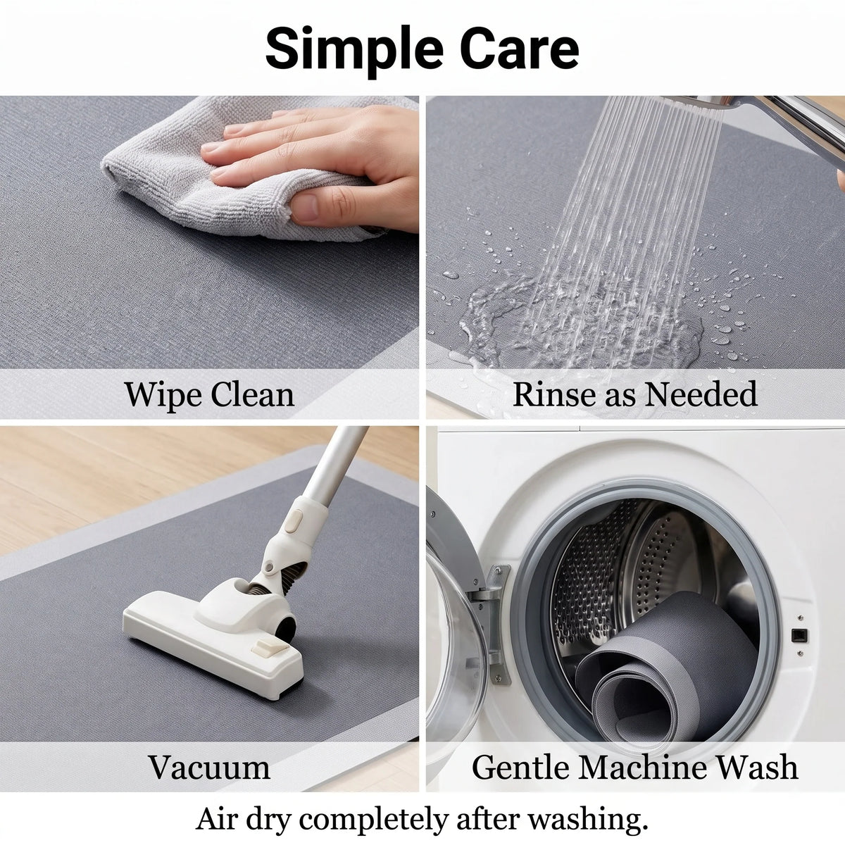 Bathroom Runner Mat Low-Profile Non-Slip Rubber Backing