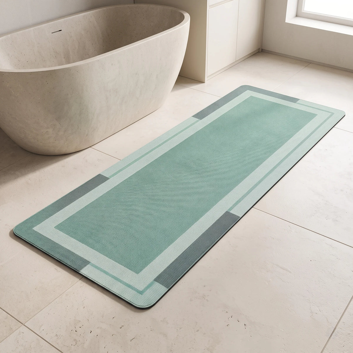 Bathroom Runner Mat Low-Profile Non-Slip Rubber Backing