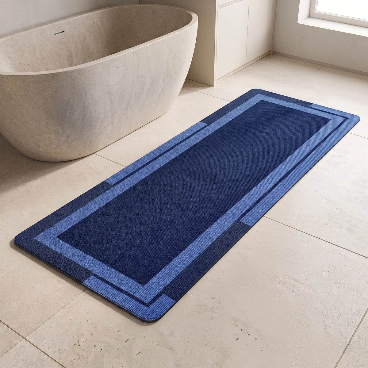 Bathroom Runner Mat Low-Profile Non-Slip Rubber Backing
