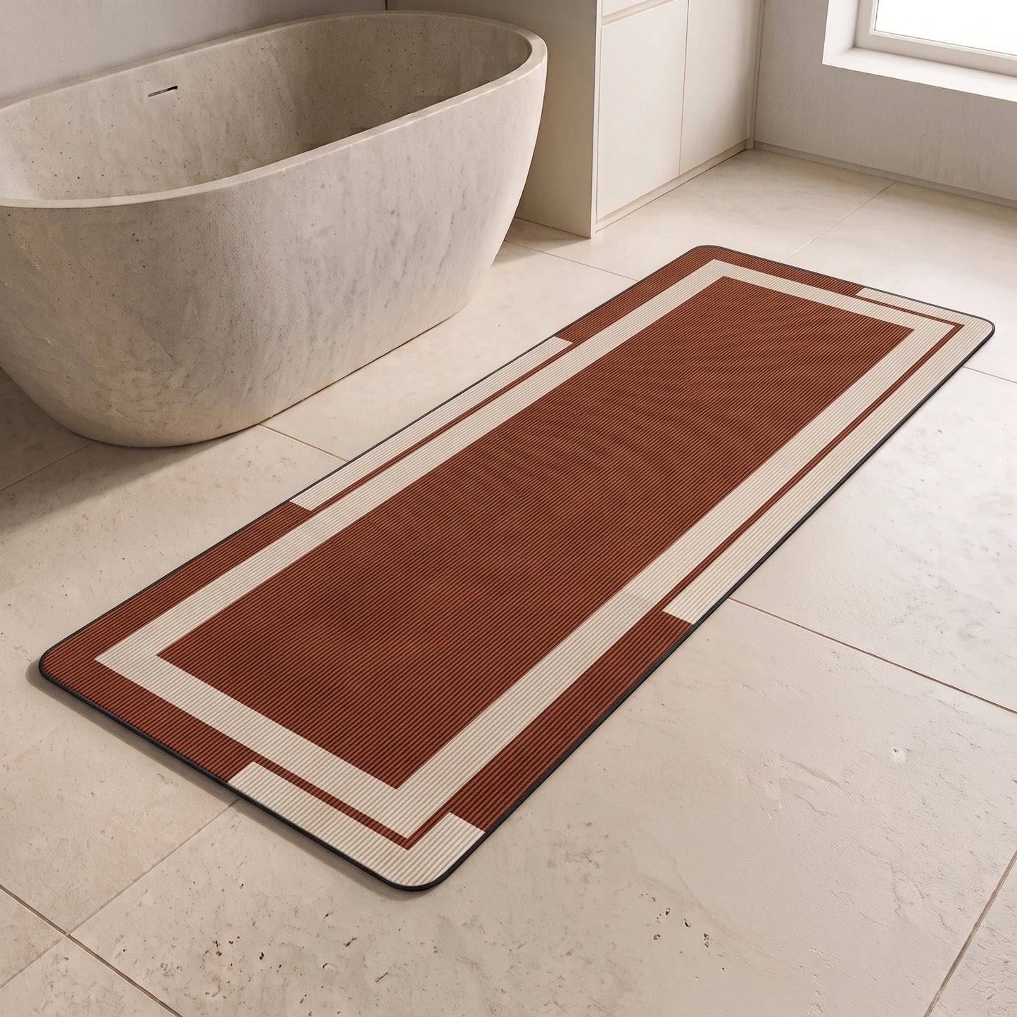 Bathroom Runner Mat Low-Profile Non-Slip Rubber Backing