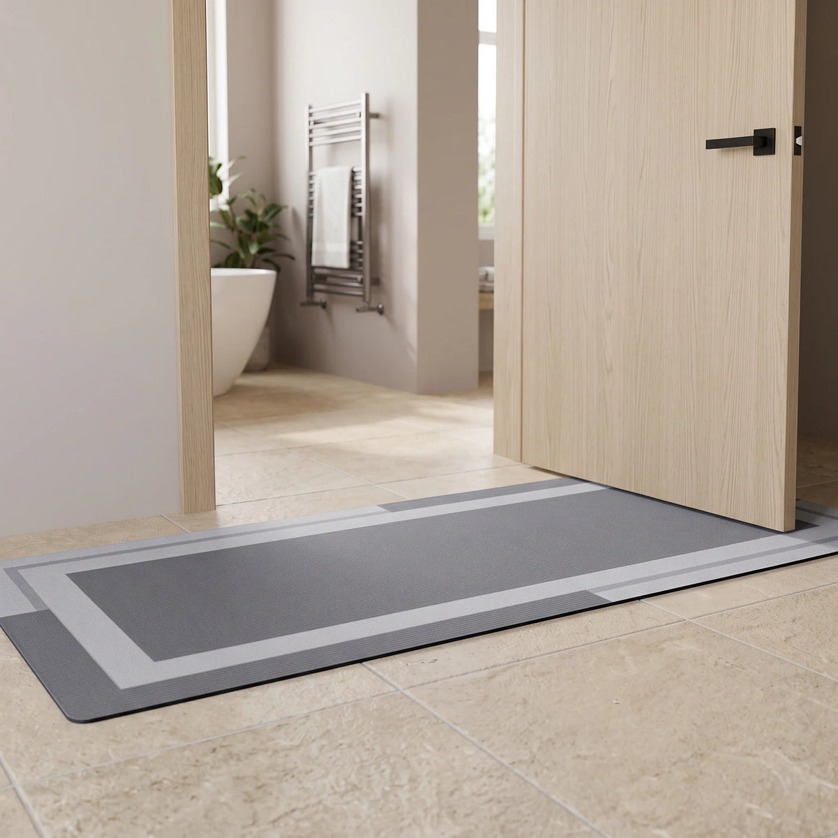 Bathroom Runner Mat Low-Profile Non-Slip Rubber Backing