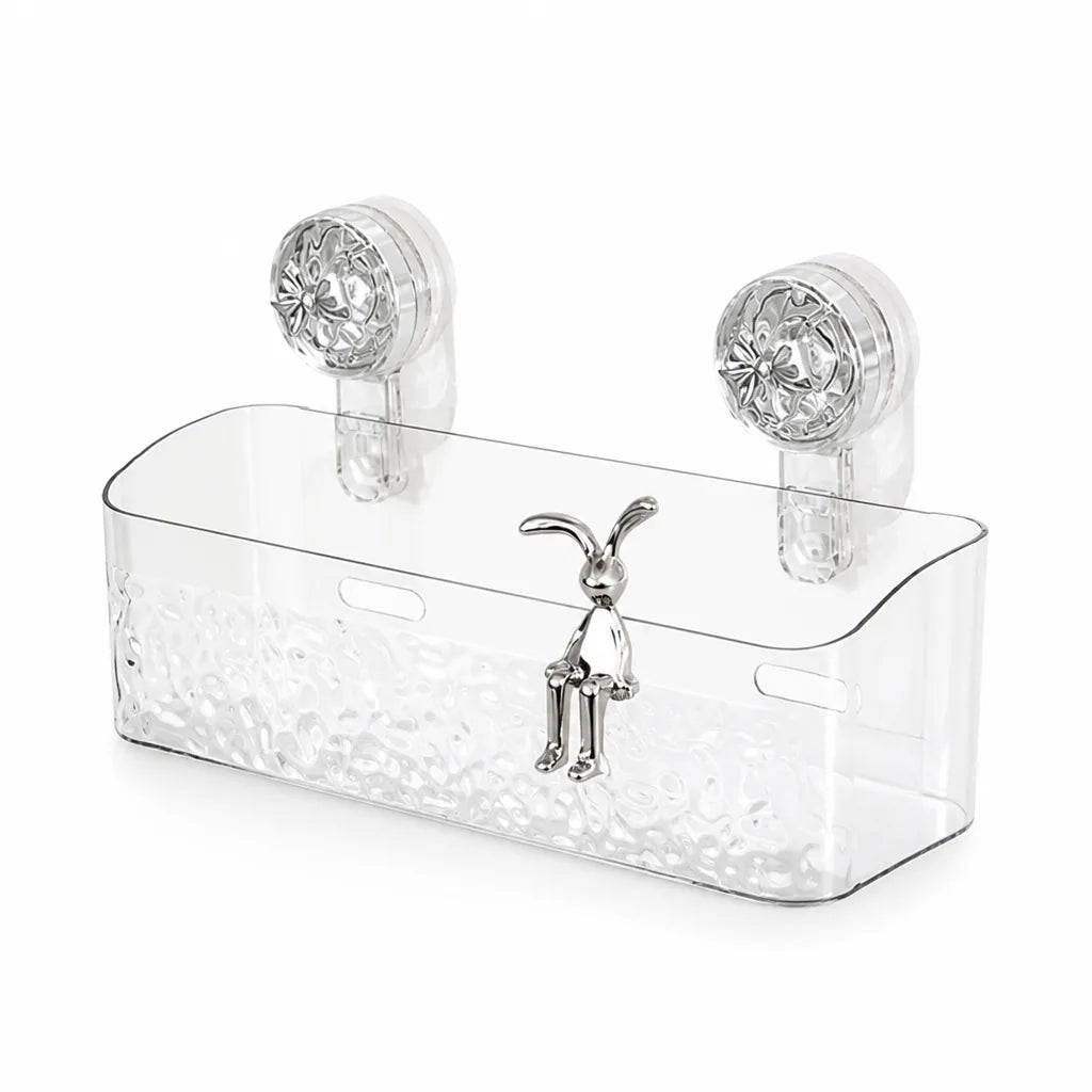 Bathroom Shelf Organizer No-Drill Suction Mount Drainable & Removable