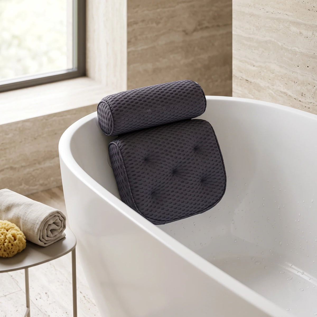 Bathtub Pillow Contoured Neck & Back Support Air Mesh