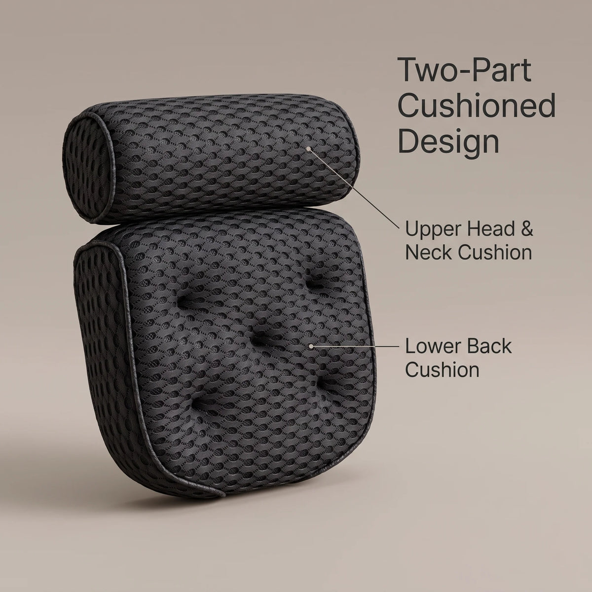 Bathtub Pillow Contoured Neck & Back Support Air Mesh