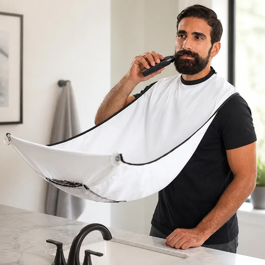 Beard Shaving Apron Anti-Static Polyester & Suction Cups