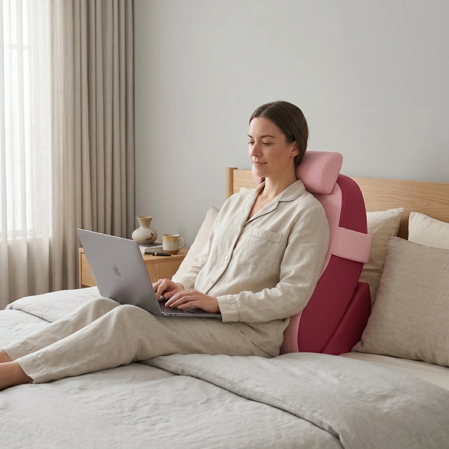 Bed Backrest Pillow Memory Foam Lumbar Support