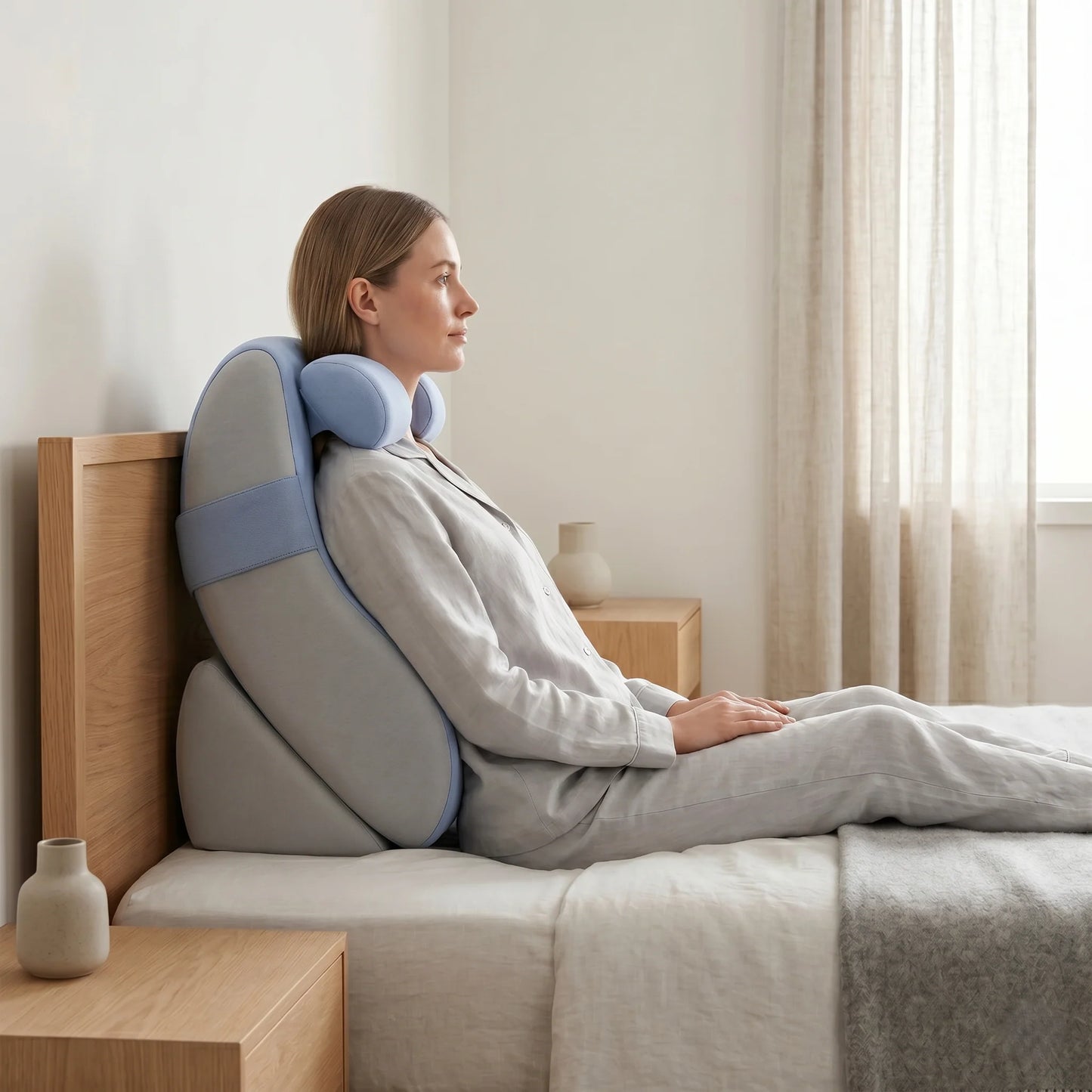 Bed Backrest Pillow Memory Foam Lumbar Support