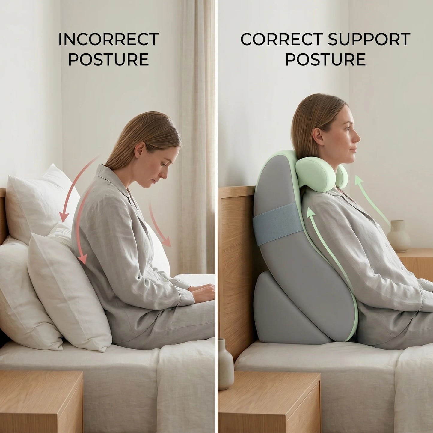 Bed Backrest Pillow Memory Foam Lumbar Support