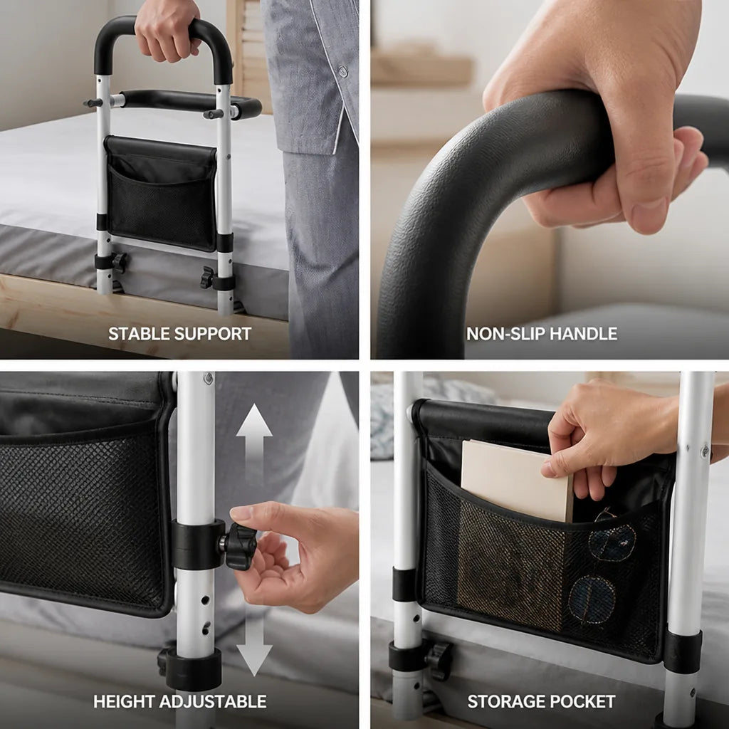 Bed Safety Rail Height Adjustable Non-Slip Handle