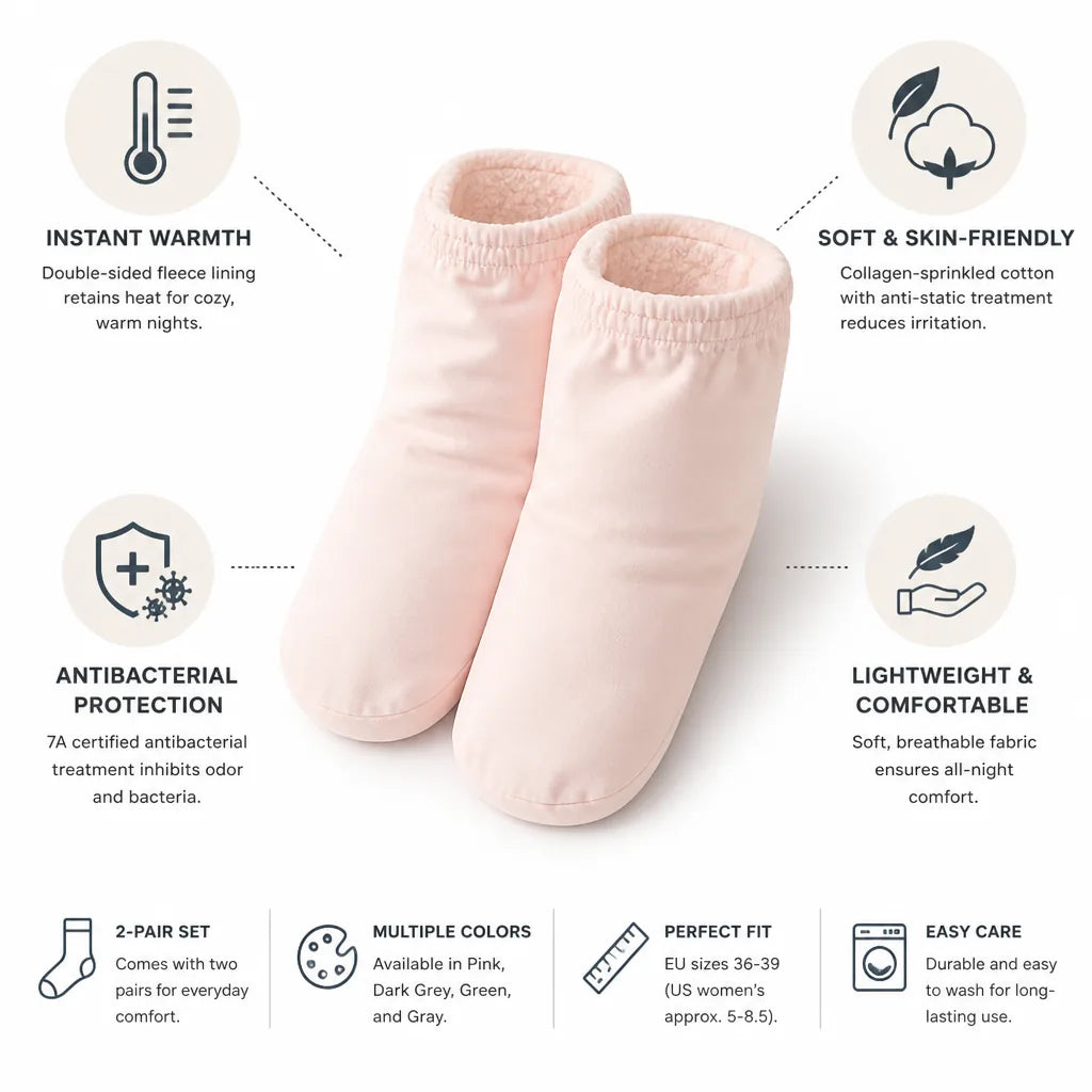 Bed Socks Fleece-Lined Odor-Resistant 2-Pair