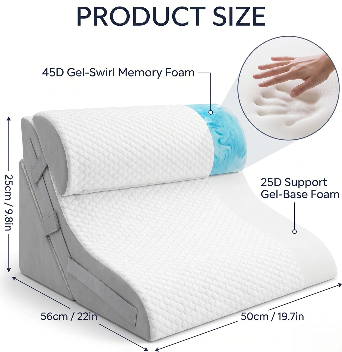 Bed Wedge Pillow Set Adjustable Incline Spinal Support 2-Piece