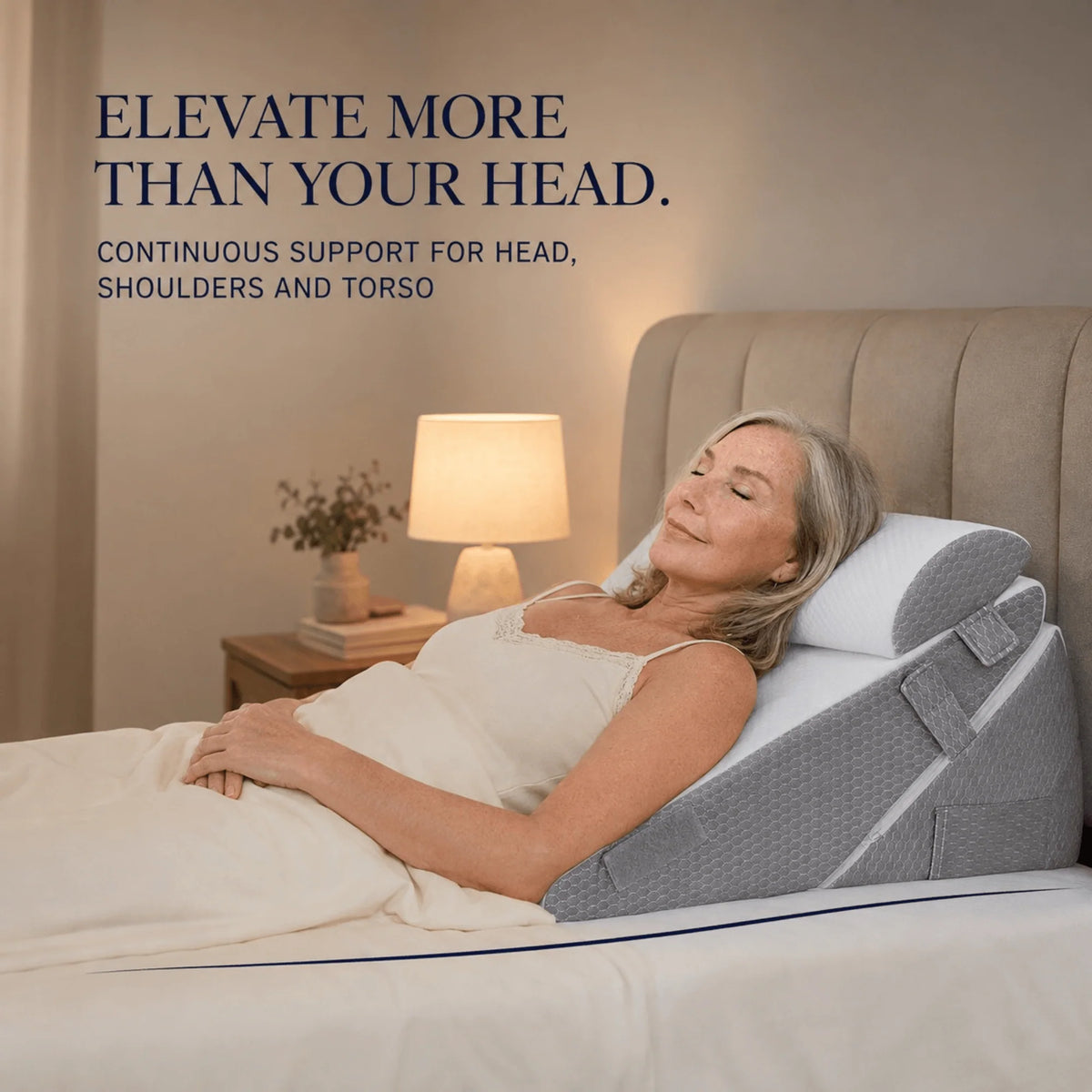 Bed Wedge Pillow Set Adjustable Memory Foam Breathable Cover